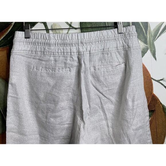 Athleta Cabo Linen Pants Size 10 Cheetah Drawstring Jogger Beige - Picture 7 of 7